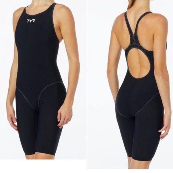 TYR Women’s Thresher Open Back Tech Swimsuit Size 26 Black - Picture 1 of 10